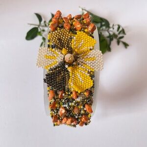 Handcrafted Beaded Bracelet with Floral Design